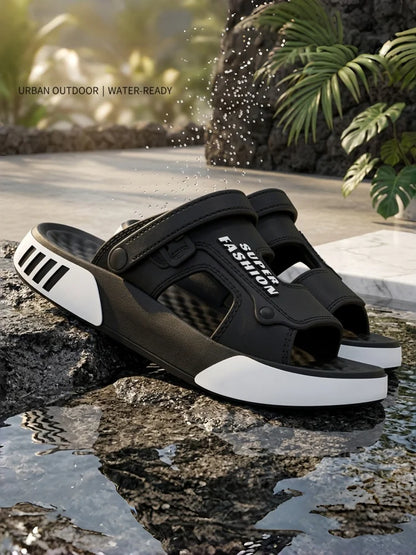 Men's Innovative Design Spring and Summer Eva Comfortable Thick-Soled Fashionable Casual Sandals for Home and Outdoor Activities, Versatile for Daily Use, Dual-Wear Slippers