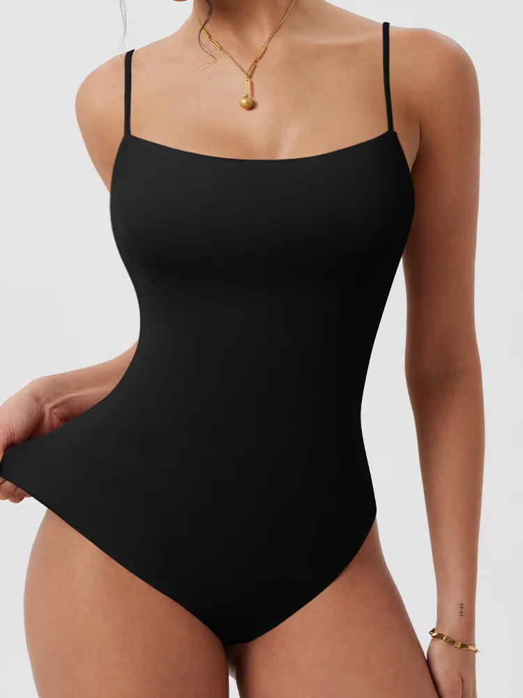 Women's Sexy Cami Thong Bodysuit Seamless High Elastic Spaghetti Strap Sleeveless Women's Tank Tops