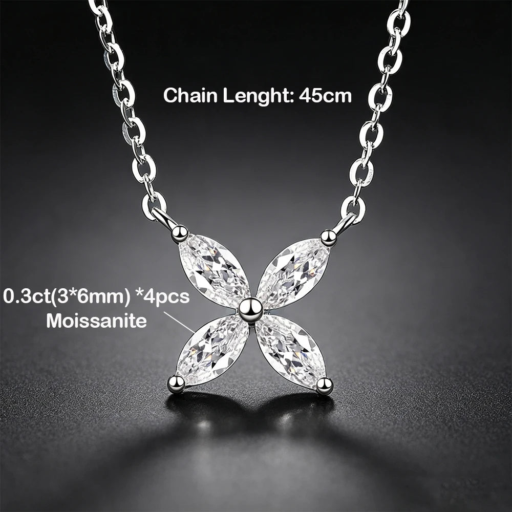 1.6cttw Butterfly D Color Moissanite Pendant Necklace for Women 925 Silver Marquise Cut Diamond Wedding Gift Fine Jewelry GRA