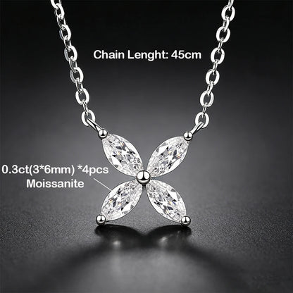 1.6cttw Butterfly D Color Moissanite Pendant Necklace for Women 925 Silver Marquise Cut Diamond Wedding Gift Fine Jewelry GRA