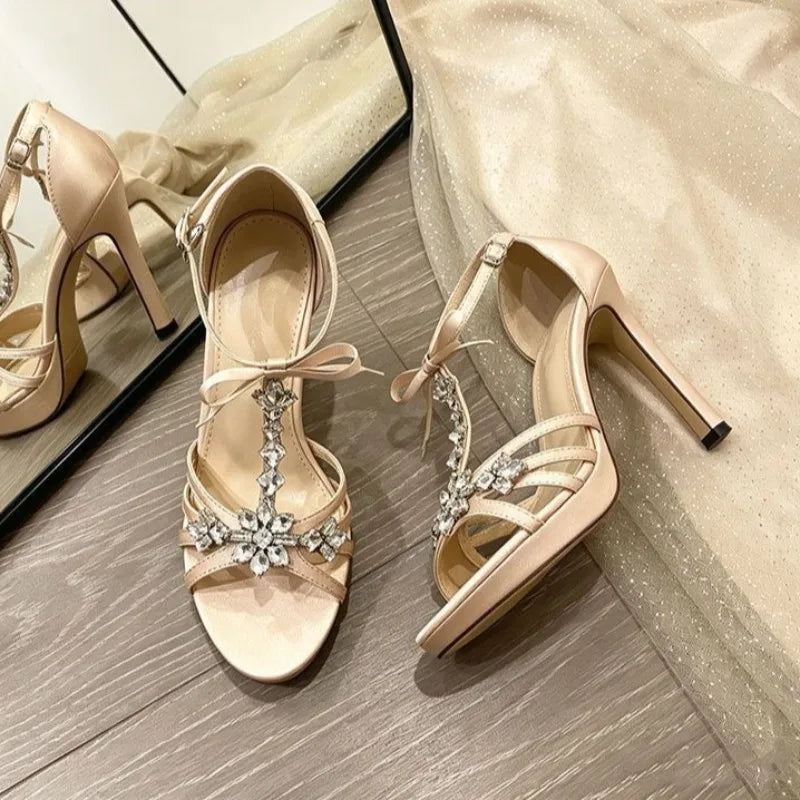 Women's Shoes Elegant Sexy High Heels Luxury Rhinestone Banquet Shoes for Women High Heel Sandals Waterproof Platform Sandals