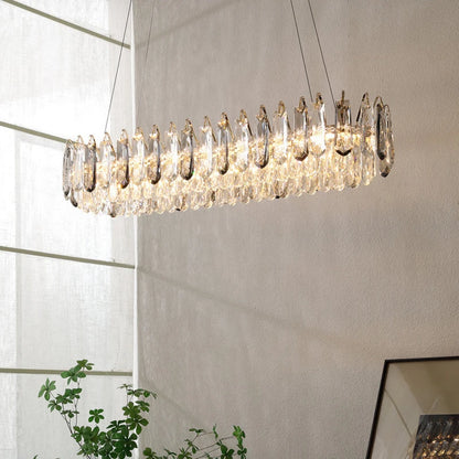 Clear Crystal Ceiling Chandeliers New LED Lights Luxury Rectangle Hanging Lamp Modern Home Decor Lustres for Dining Room Table