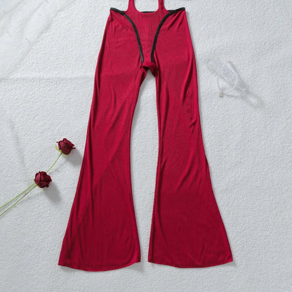 Diccvicc Jumpsuits for Woman Hollow Out Halter Bra Elegant Overalls Extreme Fashion Sexy Intimate Outfits Exotic Female Clothing