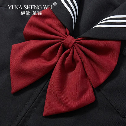 Basic Style Japanese Korean School Uniform College High School Student Uniforms Sailor Cosplay Costumes Black Top Pleated Skirt