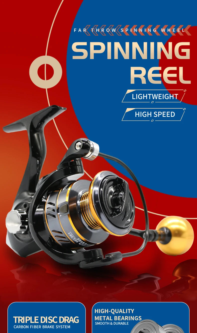 ROOBLINOS HM Spinning Reel 5.2:1 Gear Ratio 22lb Max Drag Metal Bearings Smooth Fishing Reel for Freshwater Saltwater