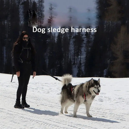 Reflective Dog Harness Adjustable Weight Mushing Dog Sled Harness Pulling Sledding Skijoring Pet Back Chest Strap Large Dogs