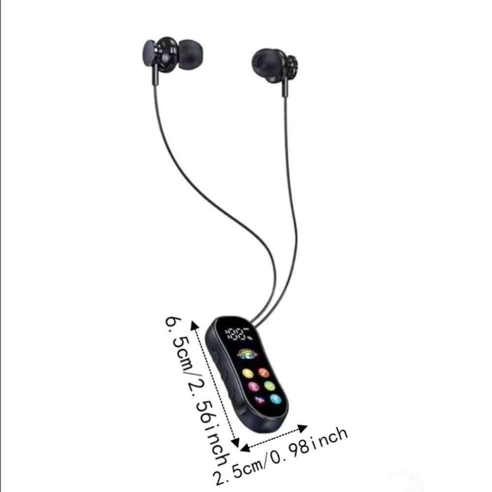 Ultra Long Battery Life Lavalier Bluetooth Earphones Card Insertion LED Screen Bluetooth Headset Variable Sound HD Calling