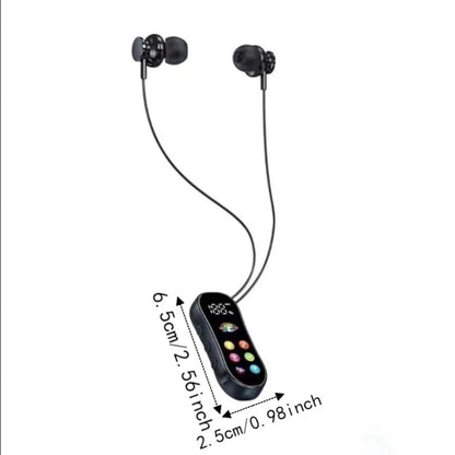 Ultra Long Battery Life Lavalier Bluetooth Earphones Card Insertion LED Screen Bluetooth Headset Variable Sound HD Calling