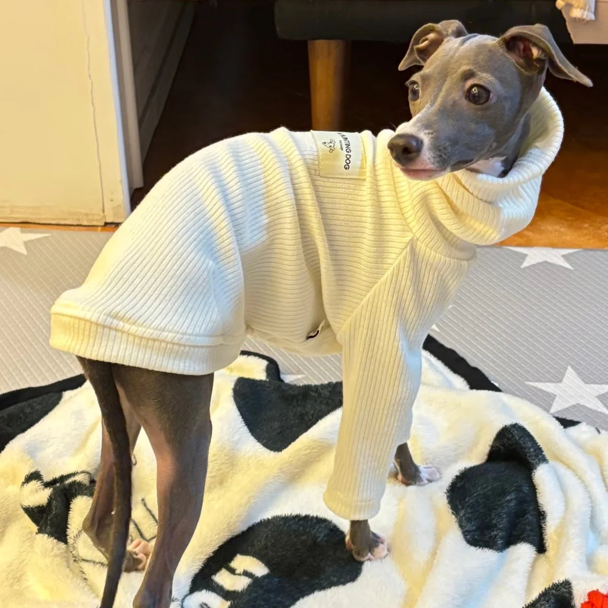 Spring Clothing for Italy Greyhound  Autumn Soft High-Neck Cotton Grey T-shirt for Whippet Winter Long Sleeved Pajamas for Dogs