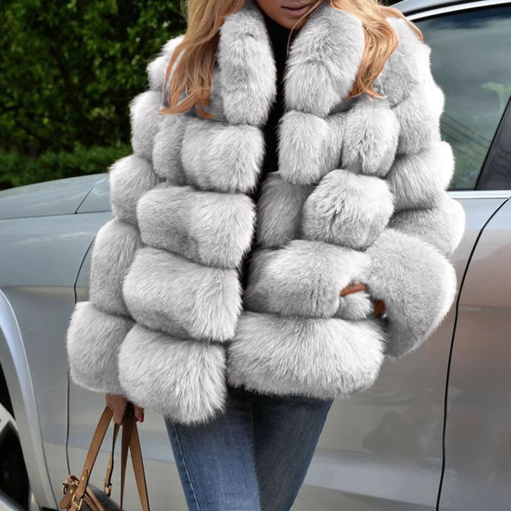 2026 Women Winter Plus Size Faux Fur Coat Female Loose Furry Long Sleeve Plush Jacket Ladies Large Fake Fur Warm Fluffy Cardigan
