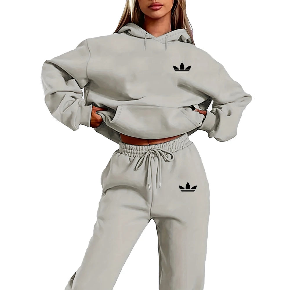 Women Tracksuit Autumn Winter Hoodies Trousers 2PCS Suit Sports Jogging Street High Quality Clothes Pants Sets Casual Fitness