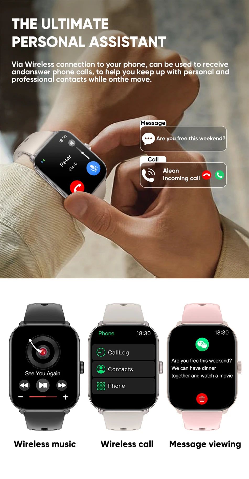 New Watch 5 Sports Smart Watch Men Women 2.01" AMOLED Screen Fitness Tracker Heart Rate ECG Waterproof GPS Track Call Smartwatch