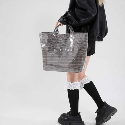 Crocodile Texture Tote Bag Pvc Kraft Paper Large Capacity Luxury Hobo Handbag Women Casual Shopping Letters Top Handle Hand Bags