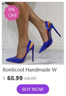 Ronticool Handmade Women's Winter Ankle Boots Lace Up Stiletto High Heels Round Toe Black Party Shoes Ladies US Size 5-20