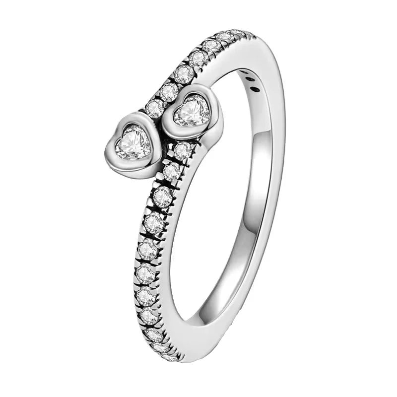 New 925 Sterling Silver Rings Stackable Infinite Silver shining Zircon Ring For Women Wedding Anniversary Birthday Jewelry Gift