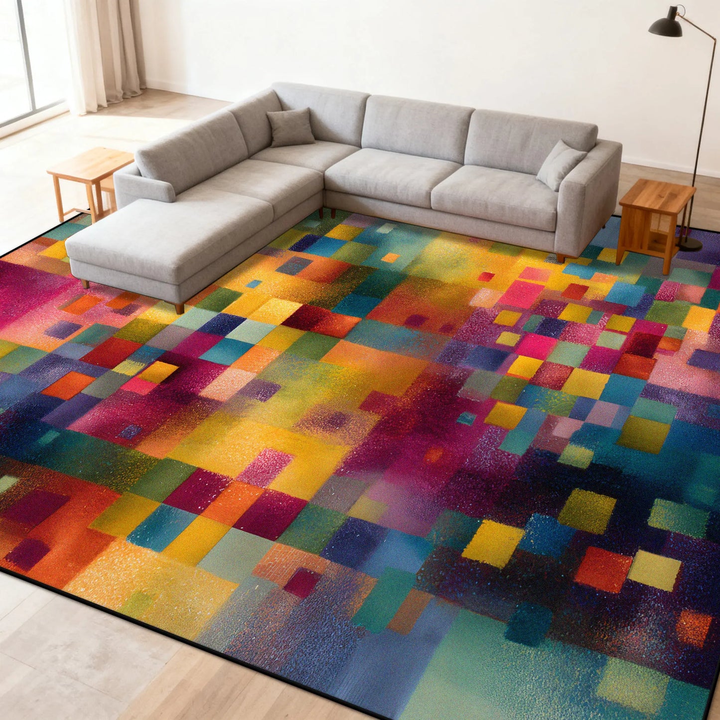Multicolour Abstract Carpet Living Room Sofa Area Easy Clean Rugs Non-slip Bedroom Decoration Cloakroom Floor Mat Customizable