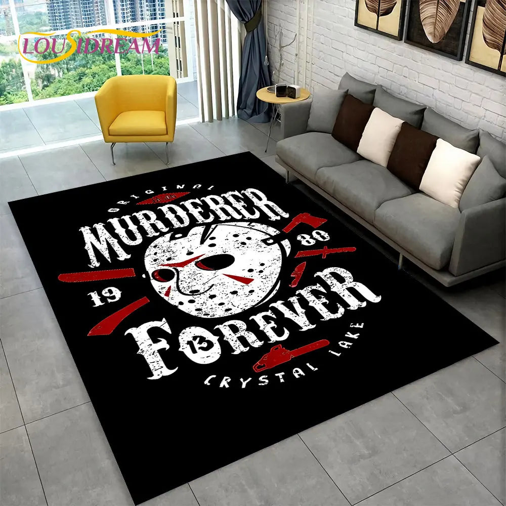 Horror Movie Character Chucky Saw Cartoon Area Rug,Carpet Rug for Living Room Bedroom Sofa Doormat Decoration Non-slip Floor Mat