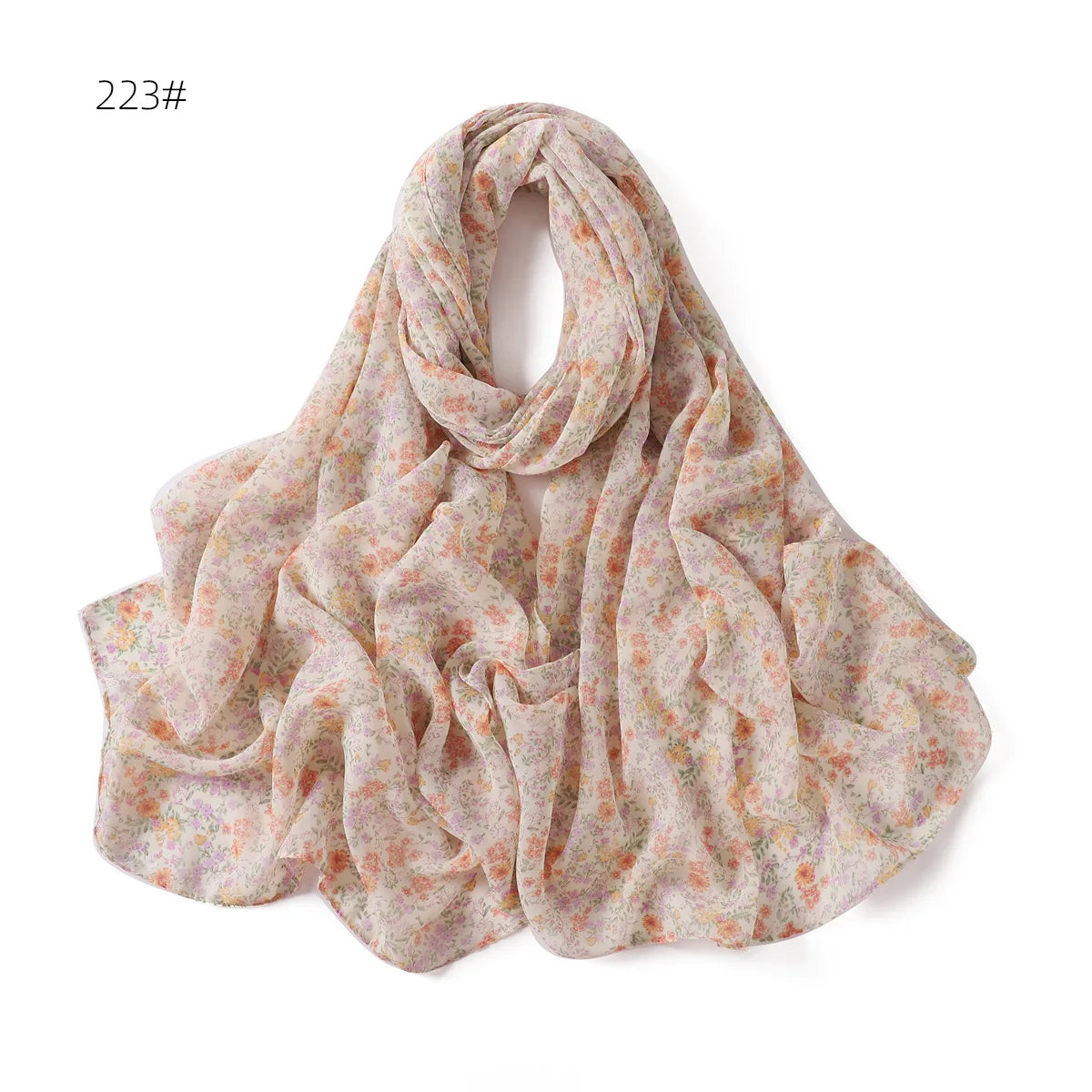 66 Colors Pearl Chiffon Printed Hijab Scarf New Fresh Small Floral Polka Dot Sunscreen Silk Scarf Shawl Turbans for Women Hijabs