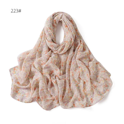 66 Colors Pearl Chiffon Printed Hijab Scarf New Fresh Small Floral Polka Dot Sunscreen Silk Scarf Shawl Turbans for Women Hijabs