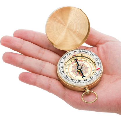 TRALOW Brass Pocket Handheld Compass, Water‑Resistant Navigation Tool for Camping Hiking Orienteering Outdoor Survival Gear