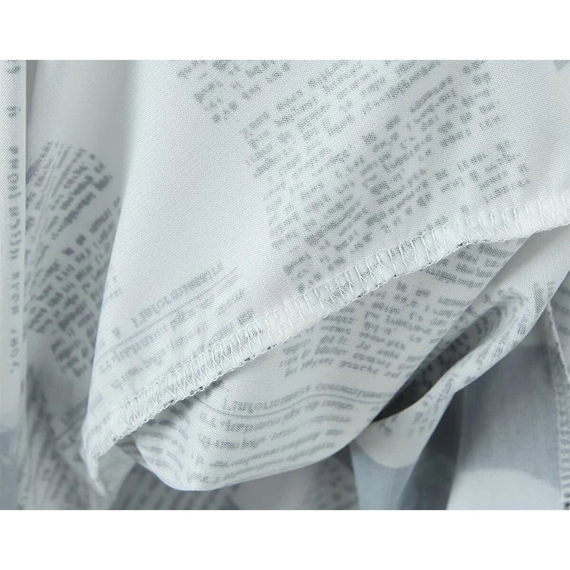 2025 Women Newspaper Letter Print Irregular Hem Sexy Dresses Thin Straps With Chain Backless  Summer Short Dress