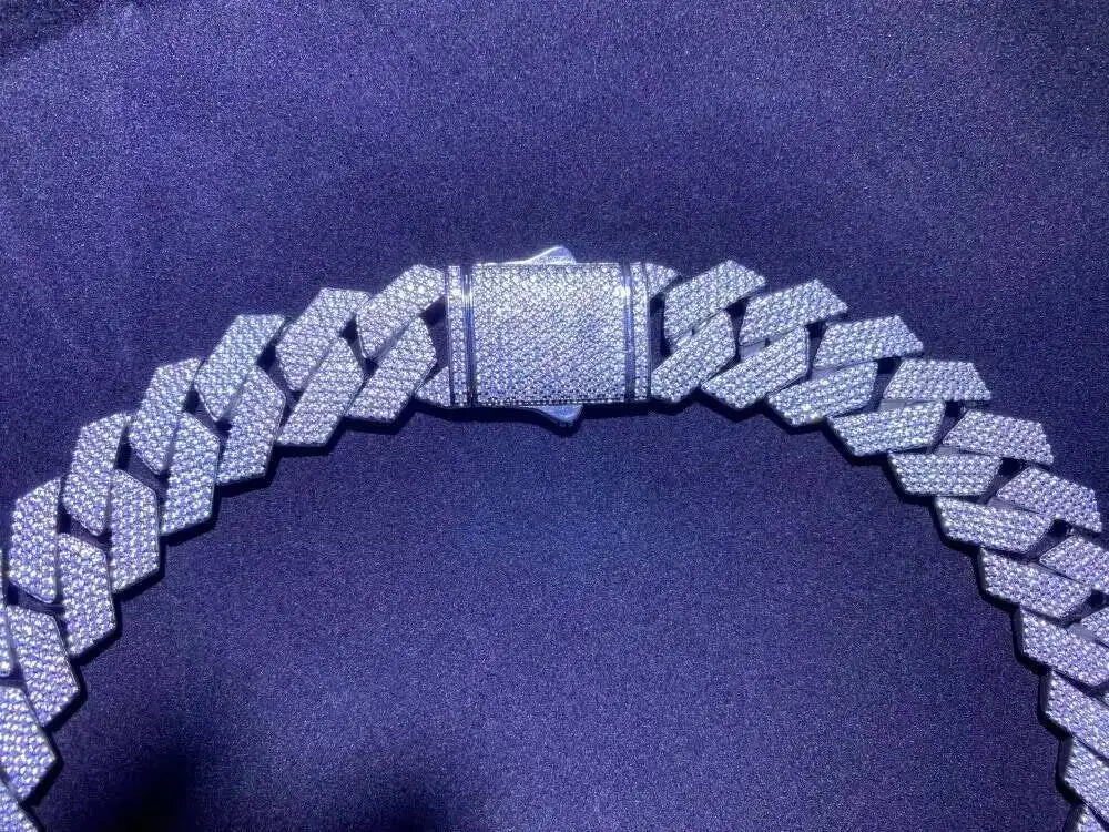 22MM Custom Hip Hop Moissanite Diamond 925 Cuban Link Chain Heavy Cuban Chain for Anniversary Iced out Jewelry