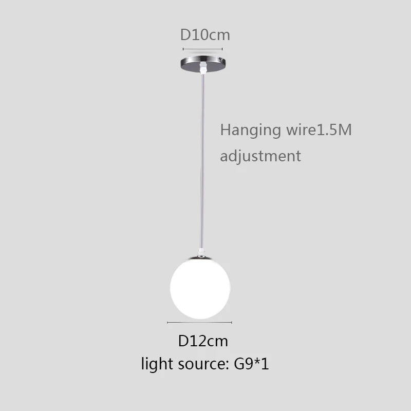 Gold/Black/silv Glass Ball Pendant Lights White Globe Hanging Lamps Bar Restaurant Deco Luminaire Bedroom Light E27 Pendant Lamp