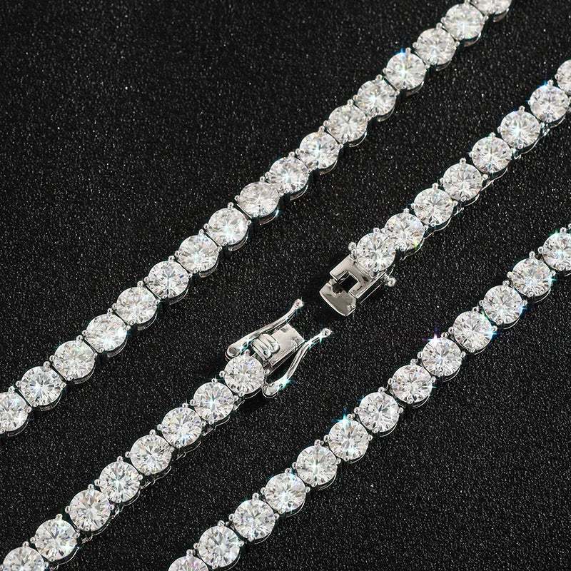 Moissanite Tennis Necklace for Woman Man Wedding Jewely with Certificate 925 Sterling Sliver Plated 18k White Gold Necklace