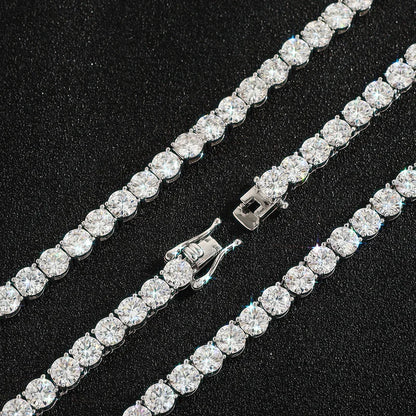 Moissanite Tennis Necklace for Woman Man Wedding Jewely with Certificate 925 Sterling Sliver Plated 18k White Gold Necklace