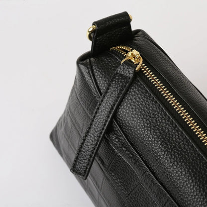 100% Genuine Cowhide Crocod Pattern Luxury Shoulder Bags For Women Designer Solid Color Soft Crossbody Bag Handbags Purses Sac
