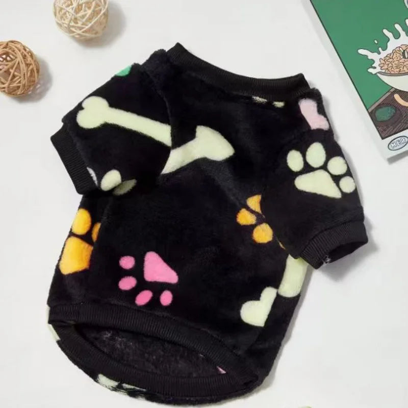 Dog Bone Flannel Dogs Clothes Winter Warm Sweater Pet Clothing Golden Retriever Dog Coats Sweatshirt Pets Puppy Pullover Vest