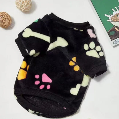Dog Bone Flannel Dogs Clothes Winter Warm Sweater Pet Clothing Golden Retriever Dog Coats Sweatshirt Pets Puppy Pullover Vest