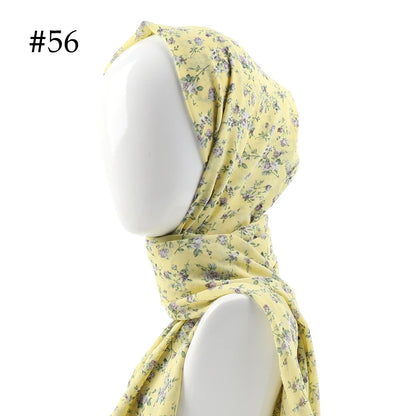70*180cm Women Printed Soft Floral Muslim Chiffon Hijab Head Scarf Wraps New Designs
