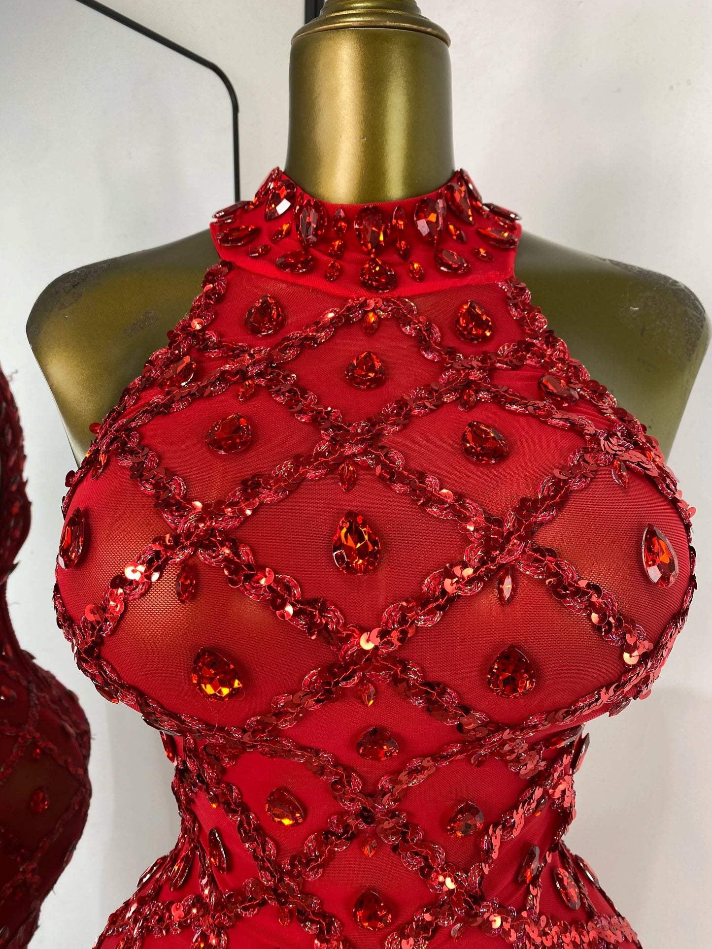 Women Rhinestones Sequines Mesh Bodycon Jumpsuits Sexy Special Occassion Nightclub DJ Dancer Stage Costumes Evening Club Dress