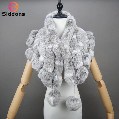 Women Fashion Outdoor Knit 100% Real Rabbit Fur Scarves New Lady Winter Real Rabbit Fur Scarf Natural Warm Soft Rabbit Fur Shawl