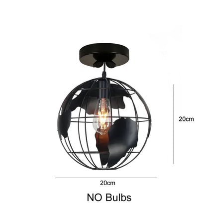 E27 Retro Ceiling Lamps Black Industrial Light Fixture Vintage Semi Flush Mount Ceiling Lights Porch Hallway Stairway Mini Metal
