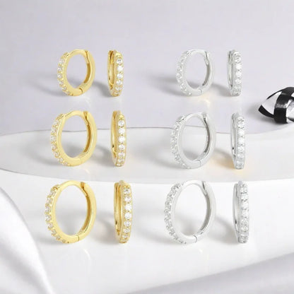 925 Sterling Silver Rhinestone Crystal Hoop Earrings for Women Girls Newest Luxury Romantic Earrings Fashion Jewelry Gifts