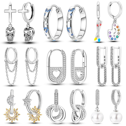 925 Sterling Silver Original Hoop Earring For Woman Luxury  Pendientes Wedding Jewelry Gift