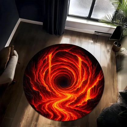 3D Illusion Masterpieces Round Rugs Big Crack and Deep Hole Designs Stunning Optical Illusion Carpets Look Crack Floor Mats
