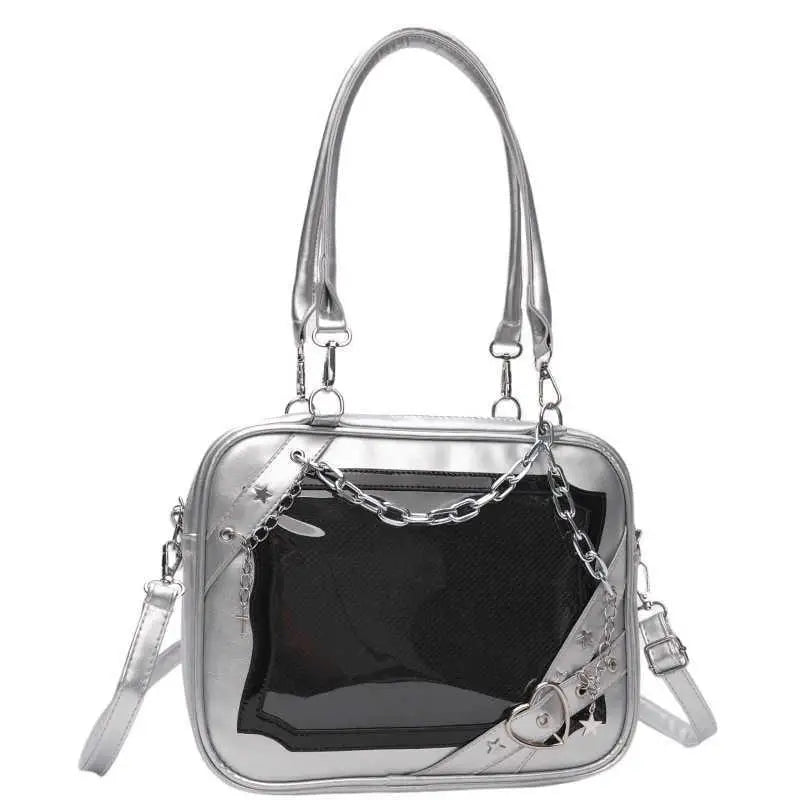 JIAERDI Sweet Cool Hot Girl Subculture Ita Bag Women Gothic Chain Crossbody Bag Ladies Large Capacity Black Shoulder Bags Y2K
