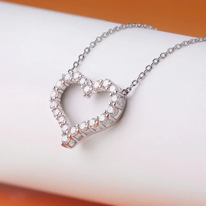 FEOBUR 2ct Moissanite Heart Pendant Necklace for Women 925 Sterling Silver Lab Diamond Neck Chain Girls Birthday Gift Jewelry