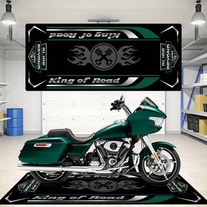 VIKAMA American Motorcycle-Style Rug Stain-Resistant & Non-Slip Entrance Hallway Doormat Motorcycle Parking Rug Home Decor