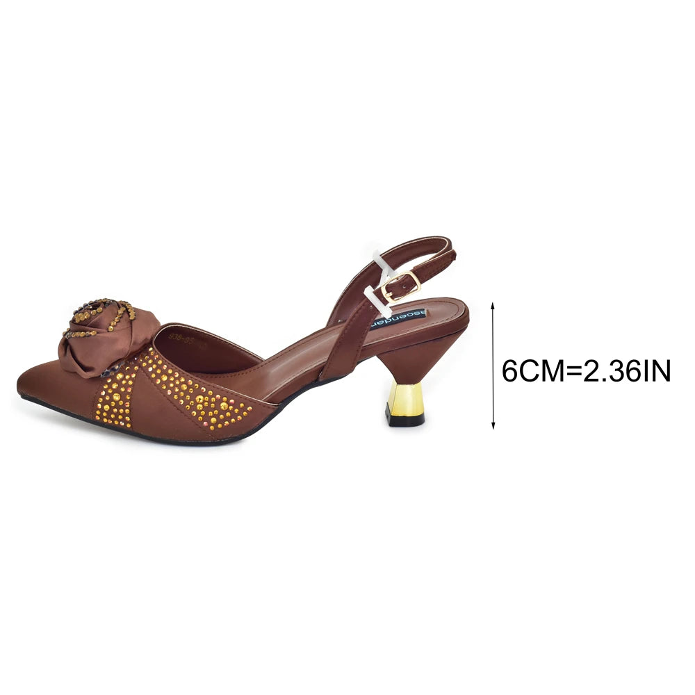 Women Nigerian Italian Shoes and Bags Set Decorated with Handmade Flowers Bag and Shoe Set Women Luxury 2026 High Heels Pumps