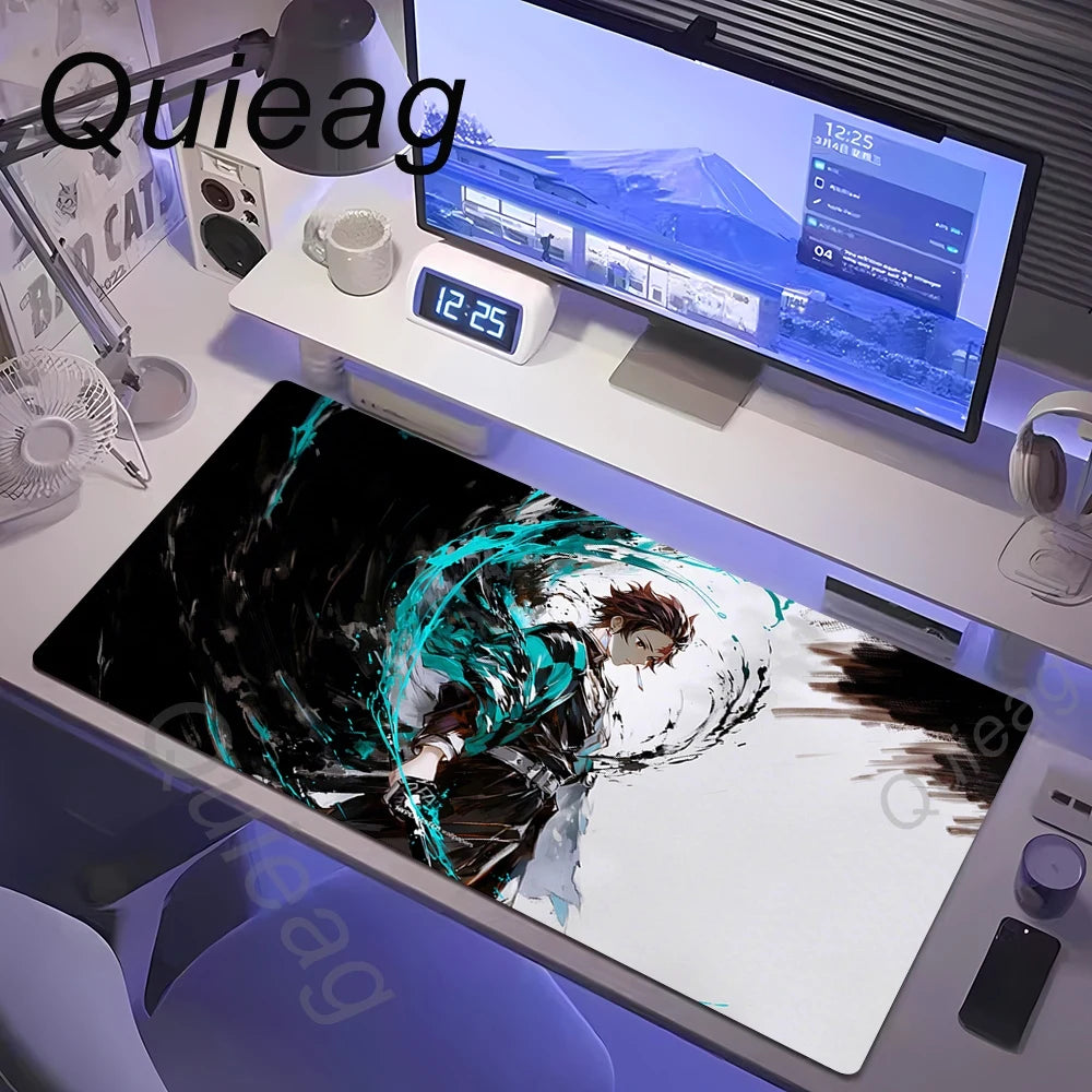 Anime Large Mouse Pad Demon Slayer Nezuko Cute Mousepads Kawaii Table Mats Office Accessories Deskmat Rubbe Lockedge Mouse Mat