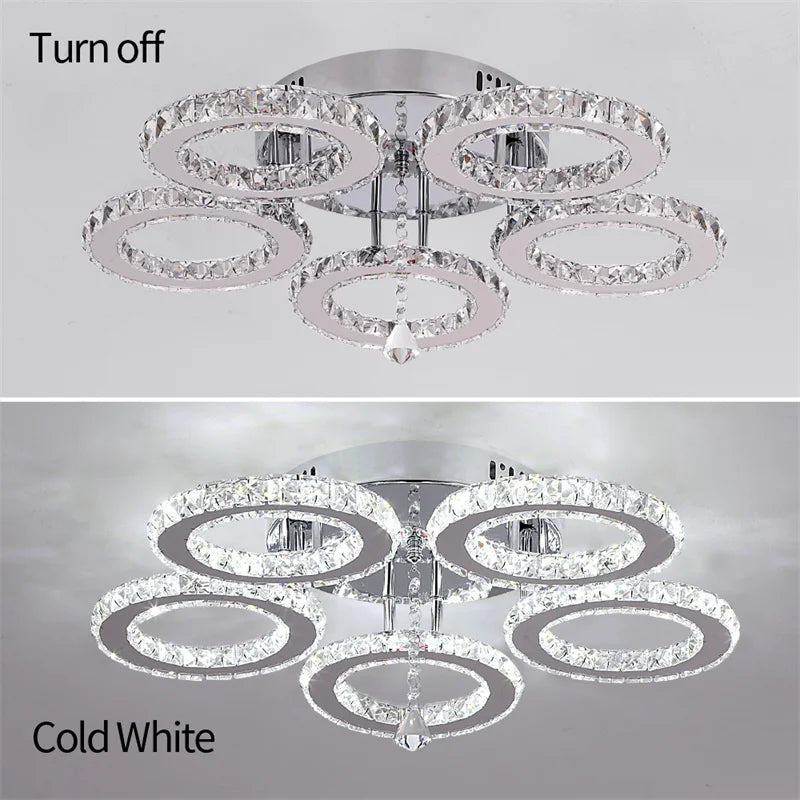Modern Pendant Light Led Crystal Ring Ceiling Lamp Living Dining Room Chandelier Lustre Bedroom Luxury Home Decor Fixture Lumina