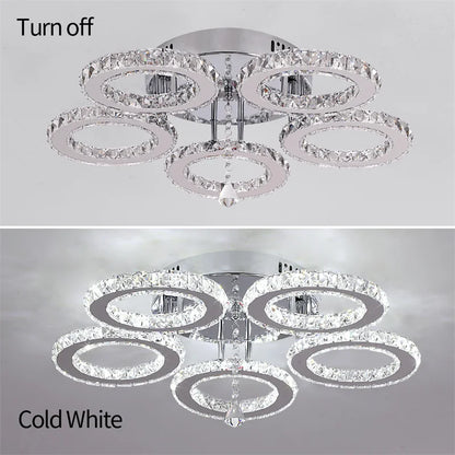 Modern Pendant Light Led Crystal Ring Ceiling Lamp Living Dining Room Chandelier Lustre Bedroom Luxury Home Decor Fixture Lumina