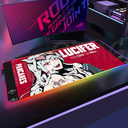 Sexy GirlLED Gaming Mousepads Large Backlight Desk Mat Non-Slip Gamer Mousepad Locking Edge RGB Mouse Pad Luminous Mouse Mat