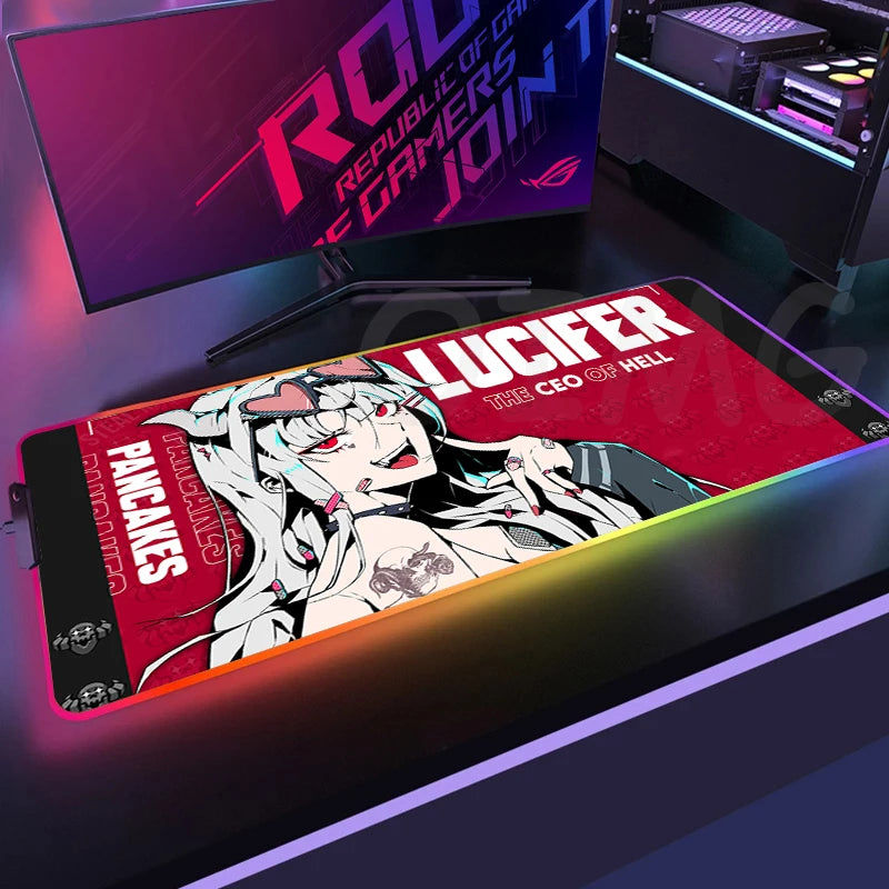 Sexy GirlLED Gaming Mousepads Large Backlight Desk Mat Non-Slip Gamer Mousepad Locking Edge RGB Mouse Pad Luminous Mouse Mat
