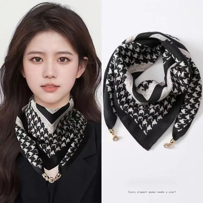 2026 new magnetic buckle silk scarf for women's small square scarf for autumn and winter warmth and cold resistance, fashionabl