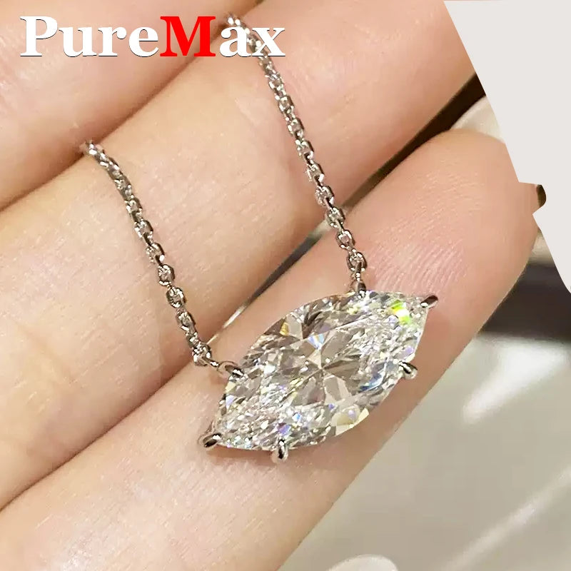 luxury 5 Carats Marquise Moissanite 18K Gold Plated Necklace for Women 925 Silver Classic Engagement Necklace with GRA Wholesale